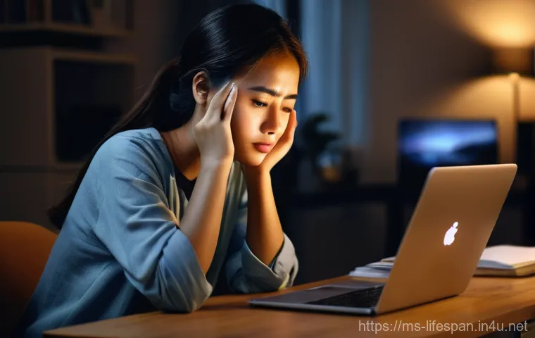 디지털 노화 연구 - ### Image Prompt 1: Digital Eye Strain and Fatigue